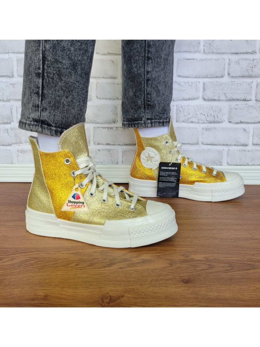 ⭐Converse Chuck 70 Plus Glitter Hi Size 8.5 Women's Shoes Sneakers Gold A08176C⭐